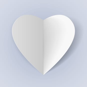 White folded paper heart for romantic design