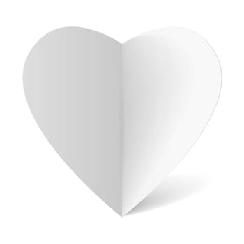 White folded paper heart for your design