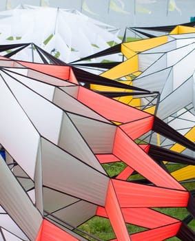 close-up of some kites during a kite festival