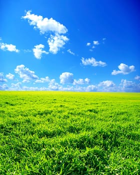 field on a background of the blue sky