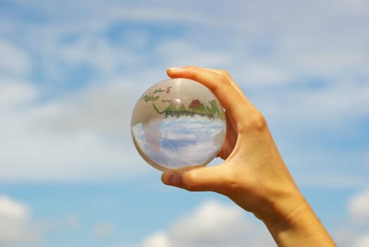 globe on the human hand