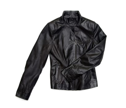 black leather jacket isolated on white background