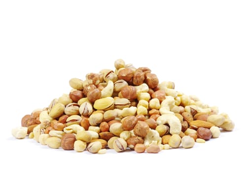 mixed nuts on white background
