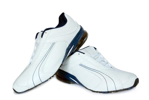 A pair of men's running shoes on white