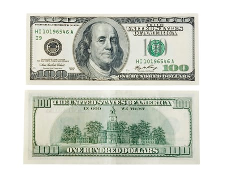 One hundred dollar on white