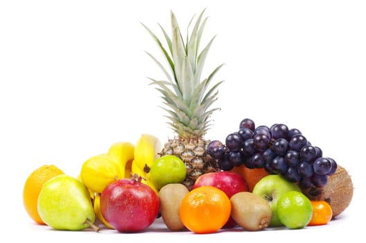 Composition with fruits isolated on white