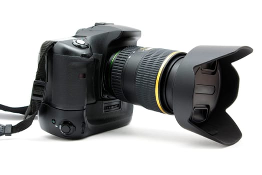 black digital camera isolated on a white
