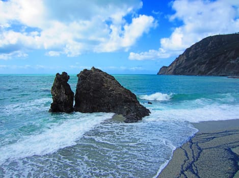 Beach in Monterosso on Italian Coast