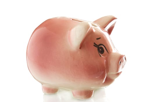 Pink piggy bank  isolated on white background