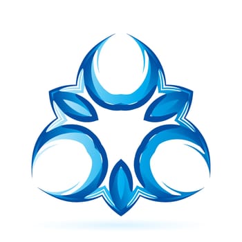 Blue symmetrical sign on the white background.
