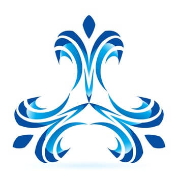Blue symmetrical graphic on the white background.