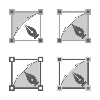 Four grey vector squares with nibs inside them.