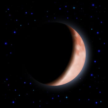 Eclipse of the planet on the black background with stars