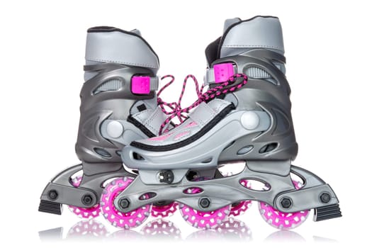 Pair of roller skates isolated on white background