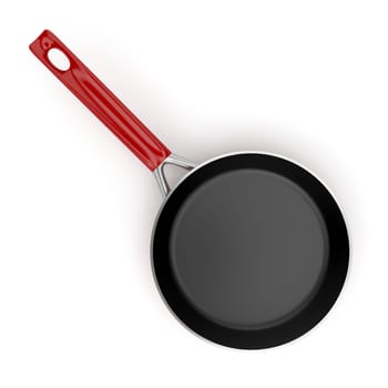 Empty frying pan on white background