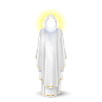 White angel, god, archangel with nimbus under head