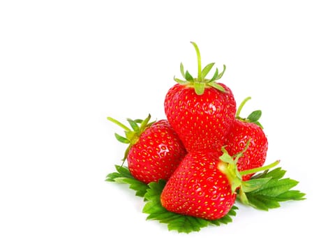 The strawberry isolated over white