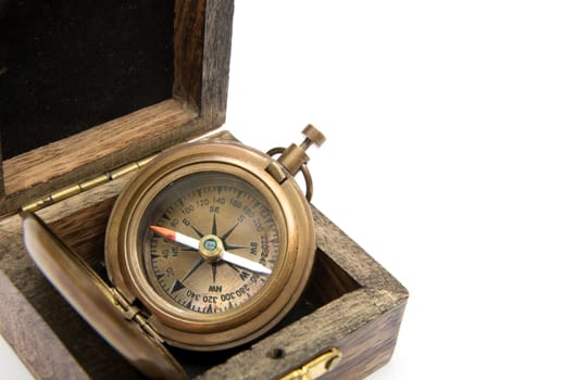 Vintage compass isolated on white background