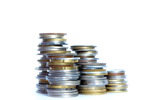 Coin pile isolated on white background