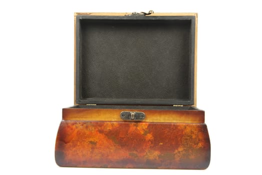 Wooden casket isolated on a white background
