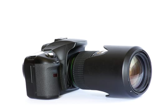 black digital camera isolated on white