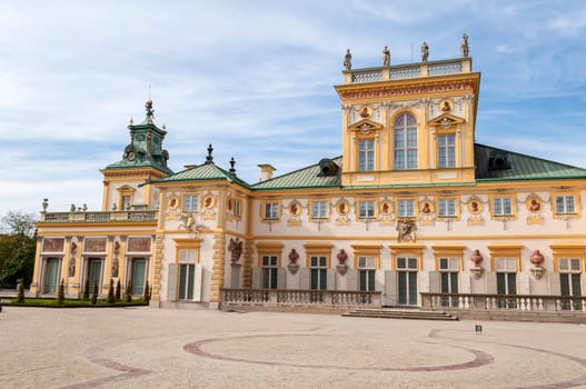 View of the Royal Palace in Wilanow, Warsaw, Poland.