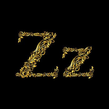 Richly decorated letter 'z' in upper and lower case.
