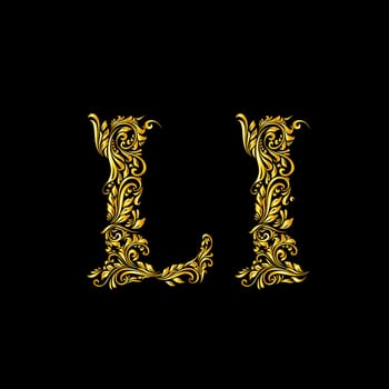 Richly decorated letter 'l' in upper and lower case.
