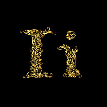 Richly decorated letter 'i' in upper and lower case.