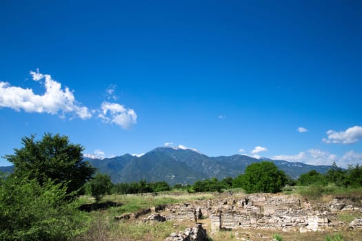 Ancient ruins in Dion, Greece.