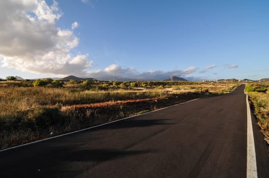 Long Empty Desert Road in Tenerife Canary Islands Spain