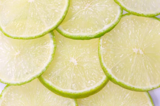 lime slices isolated on white background