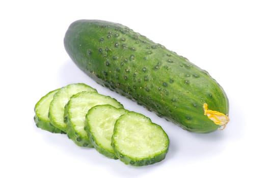 Cucumbers on the white background