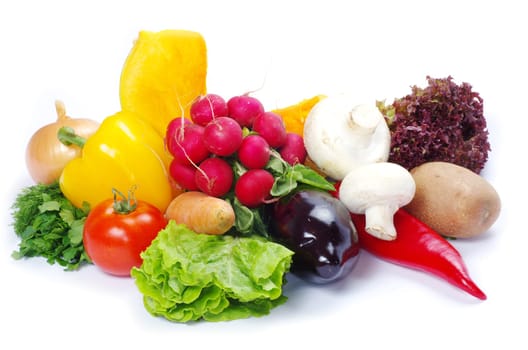 fresh vegetables on the white background
