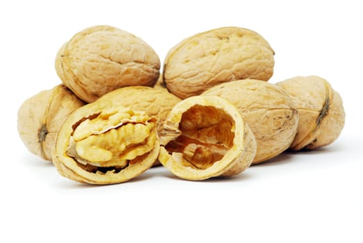 fresh walnuts isolated on a white background