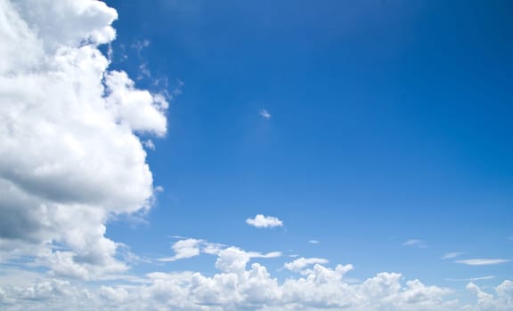 blue sky with clouds and sun