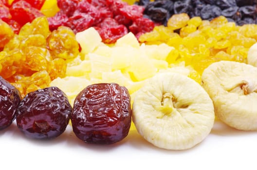 dried fruits collection on white