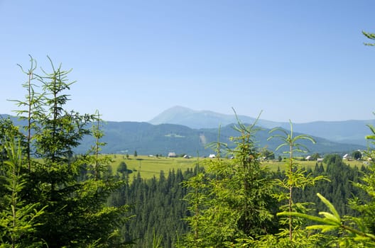mountain summer landscape with blue sky
