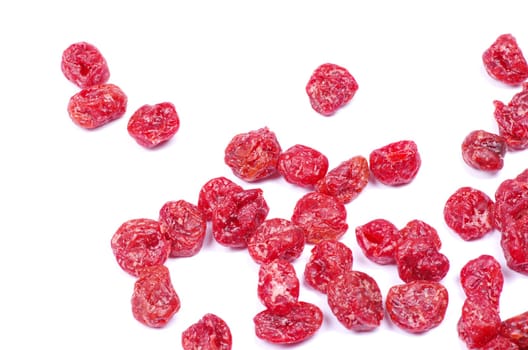 red cranberries berries on white