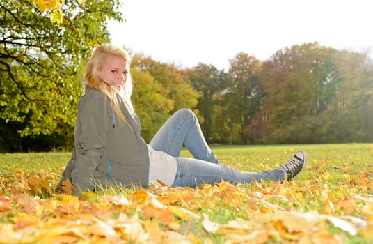 happy young woman in the park