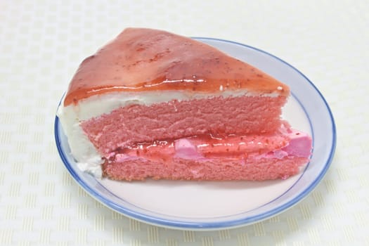 Dessert Strawberry cheesecake in plate on background
