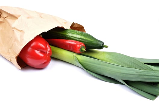 Vegetables in paper bags