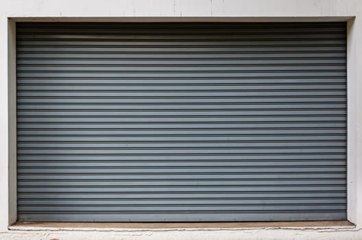 Background Detail of texture metal door Corrugated Iron Panelling with white frame