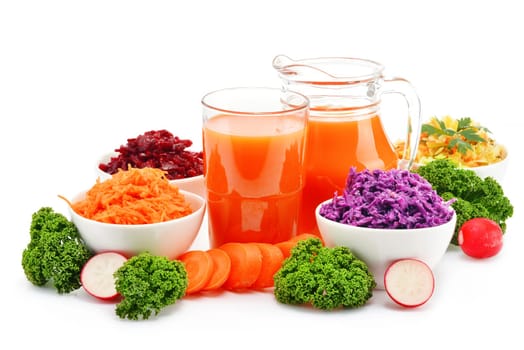 Composition with four vegetable salad bowls