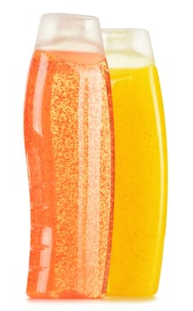 Composition with plastic bottles of body care and beauty products