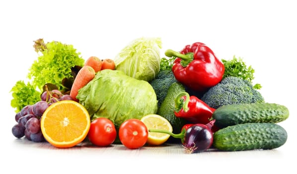 Organic vegetables isolated on white background