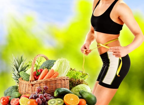 Dieting. Balanced diet based on raw organic vegetables