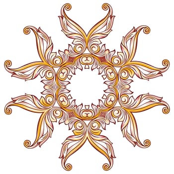 Abstract floral pattern in pastel rose pink and yellow colors on white background