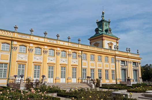 View of the Royal Palace in Wilanow, Warsaw, Poland.
