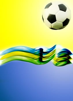 Vintage photo - Soccer ball and the colors of Brazil flag